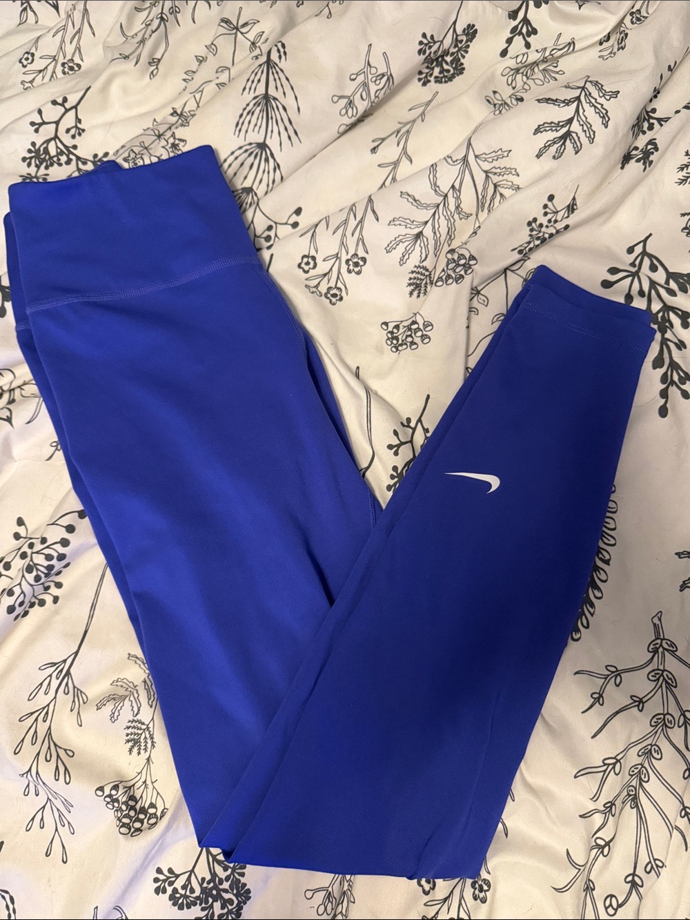 Nike Cobalt Blue High-Waist Leggings with Swoosh